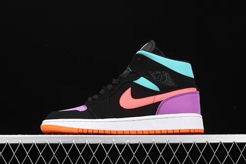 All categories Air Jordan Jordan series basketball shoes Air Jordan 1 Mid Air Jordan 1 Mid AJ1 Joe 1 Candy Yuanyang 3M reflective color matching basketball shoes 554724-083